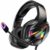 Tatybo Casque Gaming PS4, Casque Gamer Xbox One avec Microphone Réglable Anti Bruit avec RGB LED Lampe Stéréo Basse pour PC PS5 Switch (Noir)