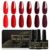 Shining She Vernis Semi Permanent, 6 Couleurs Rouge Bourgogne Rouge Foncé Paillettes Vernis à Ongles Gel Soak Off UV/LED Semi-permanent Manucure Kit Pour Salon De Manucure DIY Home, 8ml