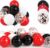 30 Pièces Ballons Rouge et Noir, 12 Pouces Rouge Noir Confettis Ballons, Latex Hélium Blanc Ballons avec Ruban pour Anniversaire Mariage Festival Enfant Baby Shower Fête Célébrations